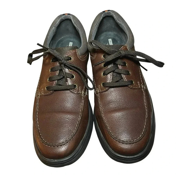 Clark’s Men’s Bradley Vibe Tan Tumbled Leather Shoes Brown Size 10 - Picture 8 of 9